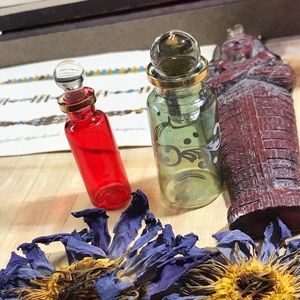 Egyptian mini glass bottles etched in 24k gold